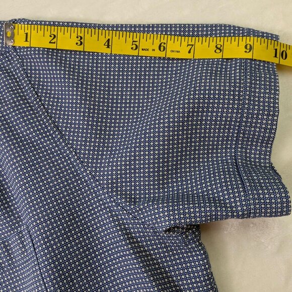 Saks Fifth Avenue Button Up Shirt Mens XXL Blue Micro Dot Short Sleeve Resort - Picture 9 of 12